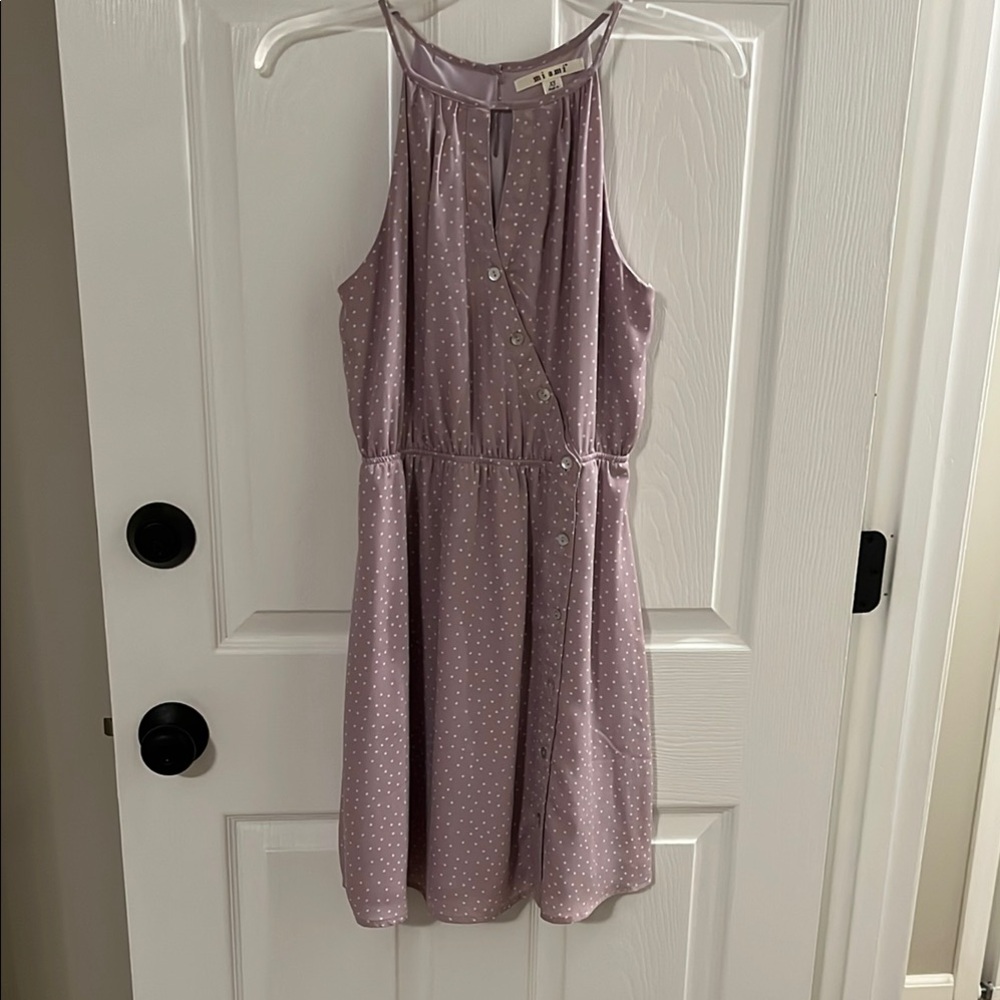 Lavender Polka Dot Sleeveless Dress